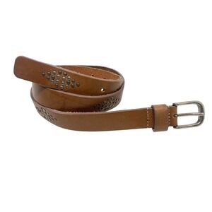 Vintage Saddler Mens Leather  Brown Belt Diamond Studded Pattern Sz S 31" - 35"